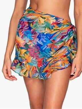 Sunsets 14-16 XLarge Sarong Short and Sweet Skirt Ruffled in Alegria NWT